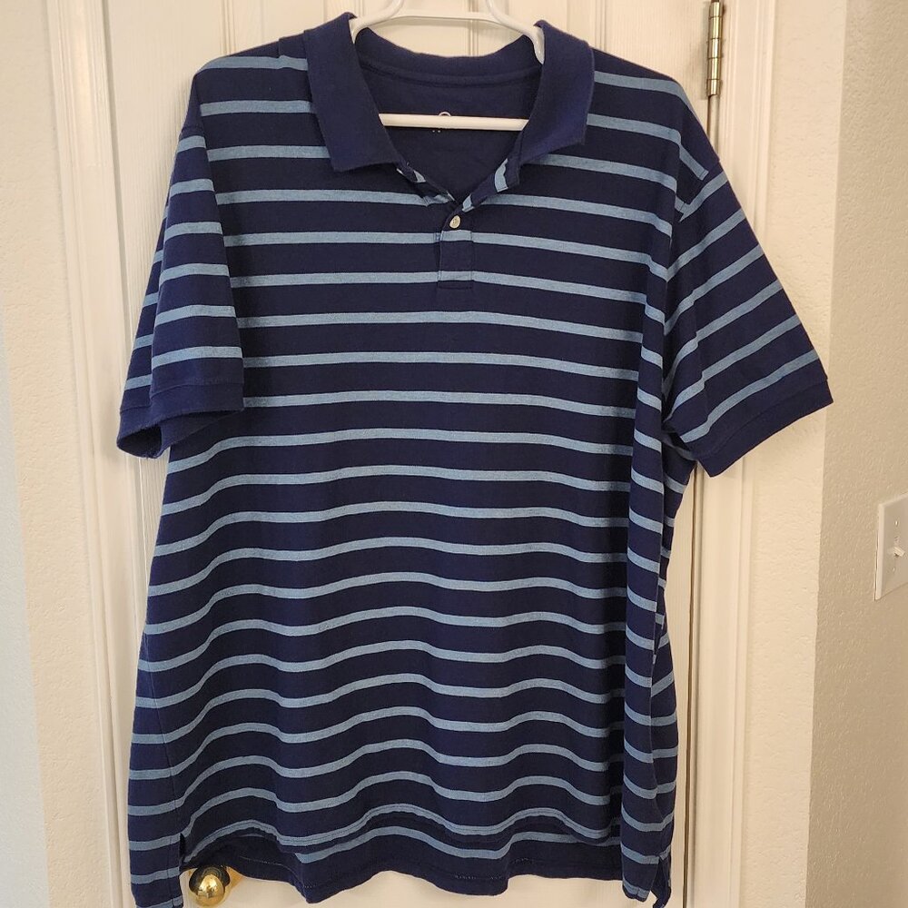 HB Navy / Light Blue Striped Polo Shirt – 6XLT – 60% Cotton / 40% Polyester